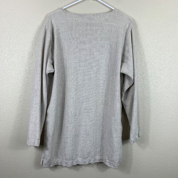 CP Shades Flax Blend Button Down Shirt Beige Sz Small Coastal Beachy - Picture 7 of 7